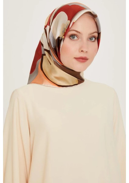 Tivil İpek Eşarp 9200 - 03 Bordo Karışık Desen