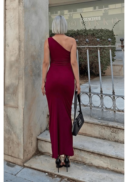 Kadın Tek Omuz Büzgülü Midi Elbise indirimleri