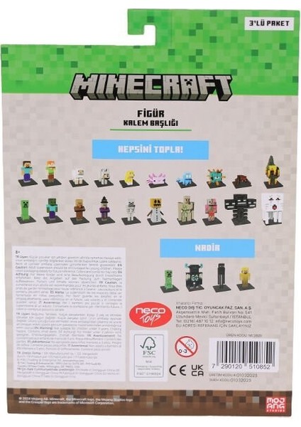 Pmı MC2020 Minecraft 3D Figür Toppeez 3lü Set modelleri