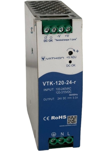 VTK-120-24-R (24VDC - 5A Kontak Çikisli Güç Kaynagi / R Serisi)