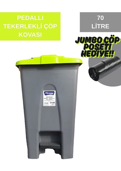 Pedallı Çöp Kovası 70 Lt - Tekerlekli - Çöp Konteyneri