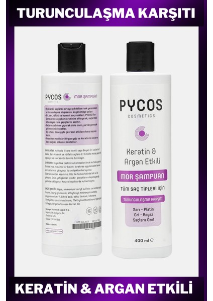 Pycos Mor Şampuan 400ML, Sarı-Gri-Beyaz Saçlar Için Renk Dengeleyici Silver Şampuan modelleri