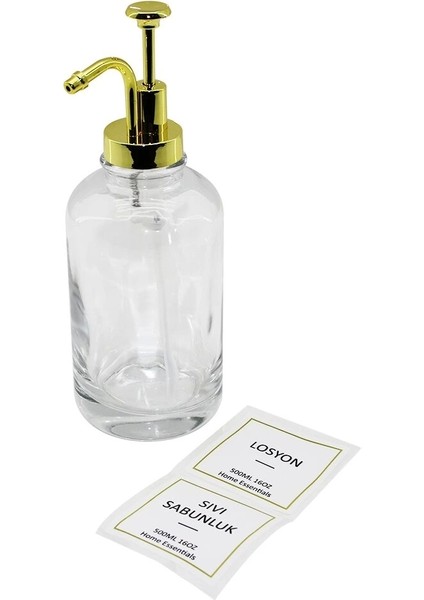 Yuvarlak Şeffaf Cam Sıvı Sabunluk 500ML (5047)