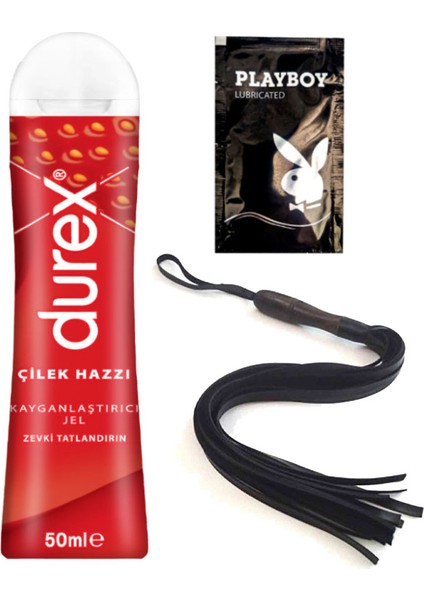 Çilek Hazzı 50 ml Jel + Siyah Püsküllü Deri Kırbaç + Hediye