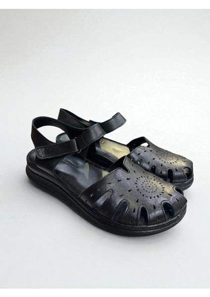 Hakiki Deri Tam Ortopedik Yumuşak Taban Önü Kapalı Sandalet