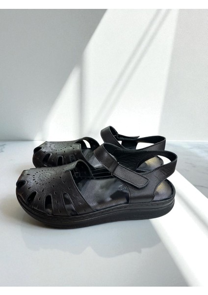 Hakiki Deri Tam Ortopedik Yumuşak Taban Önü Kapalı Sandalet fiyatları