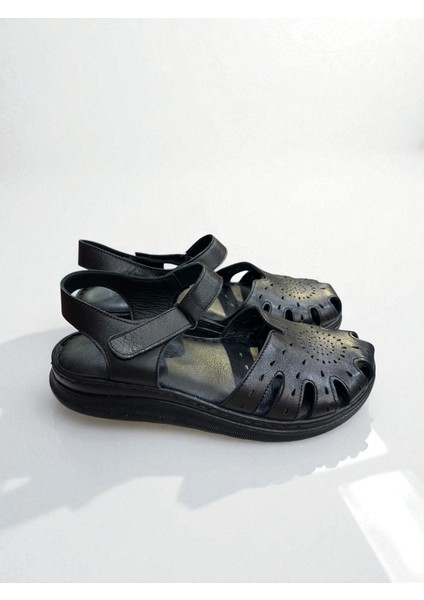 Hakiki Deri Tam Ortopedik Yumuşak Taban Önü Kapalı Sandalet fırsatları