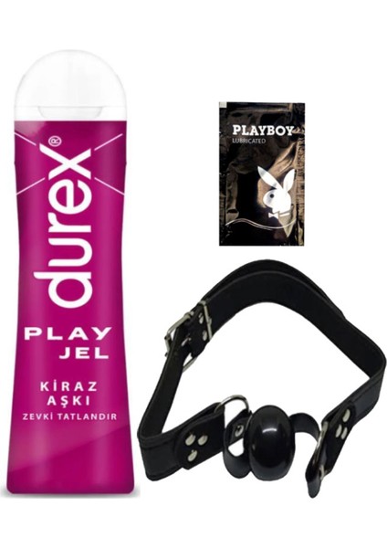 Kiraz Aşkı 50 ml Jel + Siyah Deri Ağız Topu + Hediye