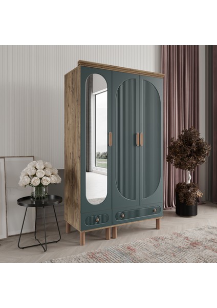 Furkan 3 Kapaklı Gardırop Bohem Dolap 120cm