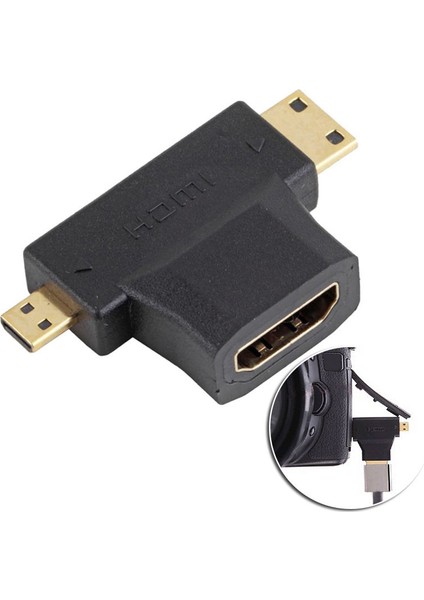 Micro / Mini Hdmı Erkek To Hdmı Dişi Ikili Çevirici Aparat