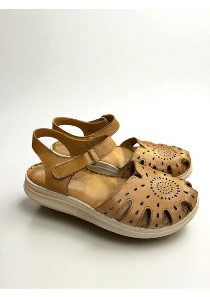 Hakiki Deri Tam Ortopedik Yumuşak Taban Önü Kapalı Sandalet