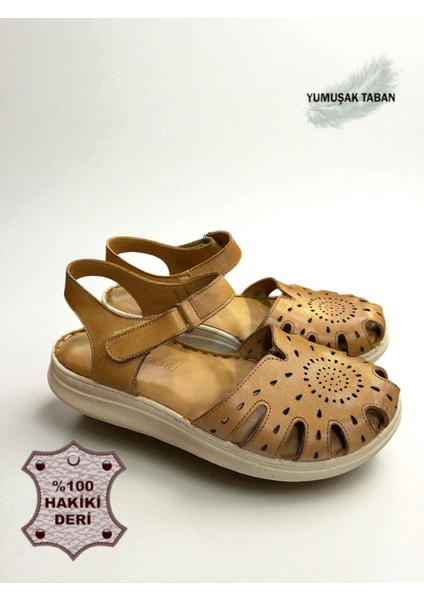 Hakiki Deri Tam Ortopedik Yumuşak Taban Önü Kapalı Sandalet fırsatları