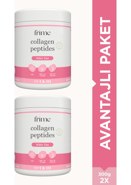 Collagen Peptides, Hidrolize Kolajen, Katkısız İçerik, Nötr Tat – 300 gr X 2 Adet