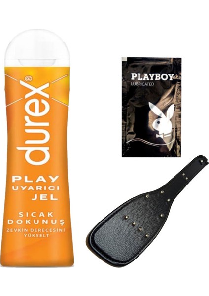 Play Sıcak Dokunuş Bay Bayan Uyarıcılı Jel 100 ml + Siyah Deri Şaplak + Hediye