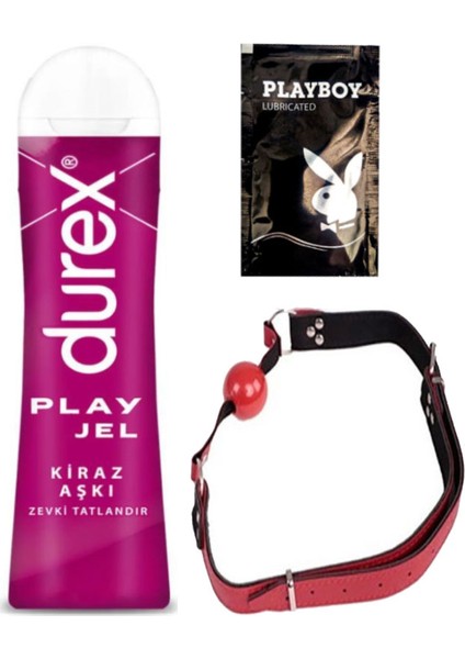 Kiraz Aşkı 50 ml Jel + Kırmızı Deri Ağız Topu + Hediye