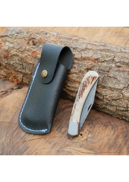 Katlanır Model 22 cm - Damascus Çelik - Geyik Boynuzu Sap fiyatları
