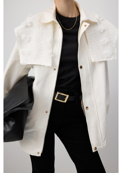 Çiçek Dantelli Gabardin Ceket modelleri
