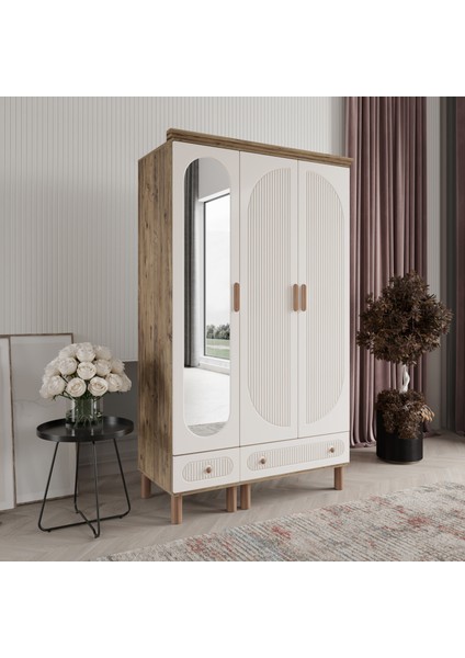 Furkan 3 Kapaklı Gardırop Bohem Dolap 120cm