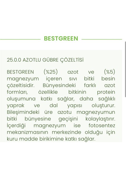 Bestgreen Azot ve Magnezyum Içerikli Sıvı Gübre 20 L modelleri