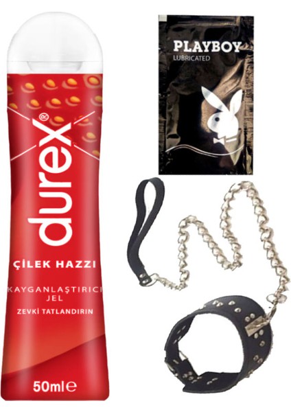 Çilek Hazzı 50 ml Jel + Siyah Deri Tasma + Hediye