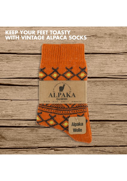 Vintage Desenli Alpaka Yünlü Termal Kışlık Kadın Çorabı 2057 fırsatları