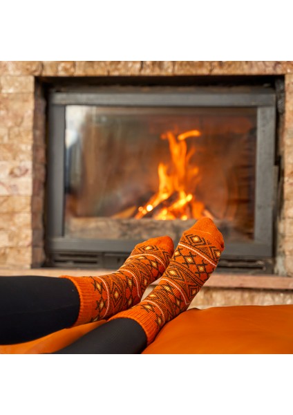 Vintage Desenli Alpaka Yünlü Termal Kışlık Kadın Çorabı 2057 indirimleri