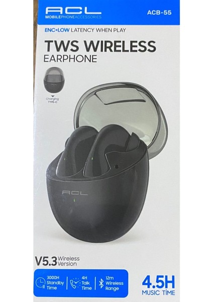 Acb-55 5.3 Versiyon Type-C Şarj Girişli Tws Wireless Kulakiçi Kulaklık