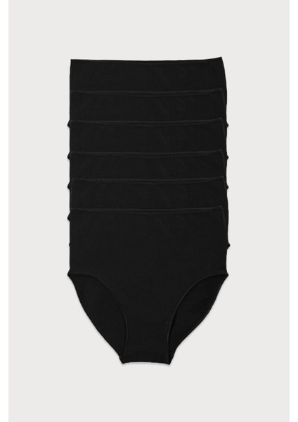 Kadın Siyah 6 lı Paket Modal Dar Kalıp Extra Yüksek Bel Slip Külot 1955