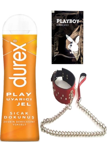 Play Sıcak Dokunuş Bay Bayan Uyarıcılı Jel 100 ml + Kırmızı Deri Tasma + Hediye