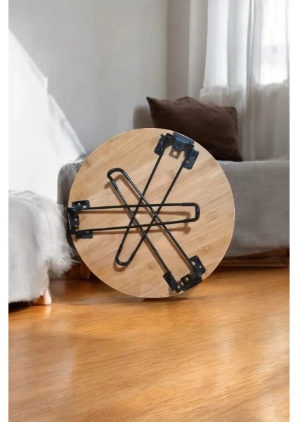 Bambu Metal Ayaklı Katlanabilir Yuvarlak Masa - 44.5 x 48 x 3 cm fiyatları