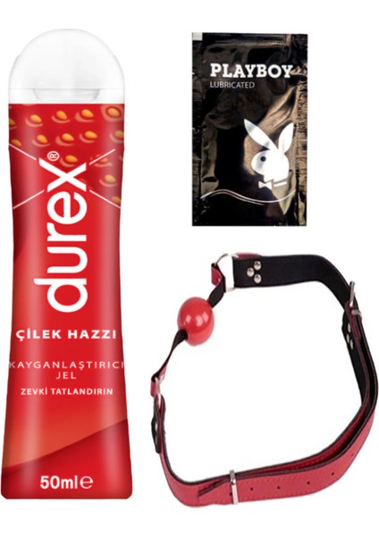 Çilek Hazzı 50 ml Jel + Kırmızı Deri Ağız Topu + Hediye