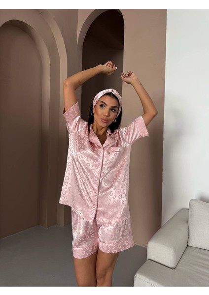 Ipek Saten Leopar Pijama Takımı
