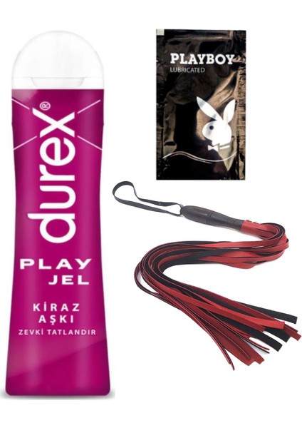 Kiraz 50 ml Jel + Kırmızı Püsküllü Deri Kırbaç + Ply Jel