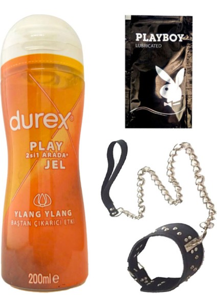 Play 2in1 Ylang Ylang Baştan Çıkartmaya & Kayganlaştırmaya Jel 200 ml + Siyah Deri Tasma + Ply Jel