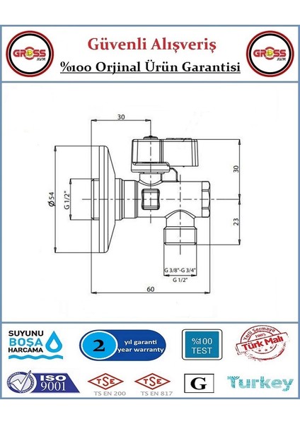 Küresel Taharet Musluğu - Ara Musluk - %100 Prinç - 2 Adet modelleri