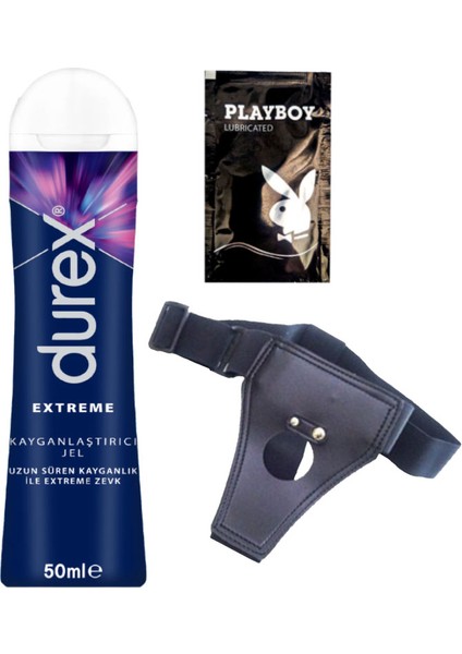 50 ml Extreme Analjel 50 ml + Siyah Deri Strap-On Kemeri + Ply Jel