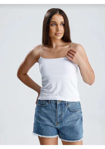 Kadın Ip Askılı Kaşkorse Likralı Bluz Body