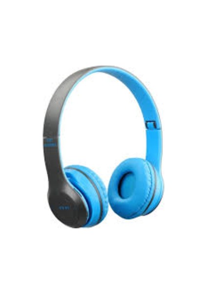 P47 Katlanabilir Bluetooth Kablosuz Kulaklık Mavi