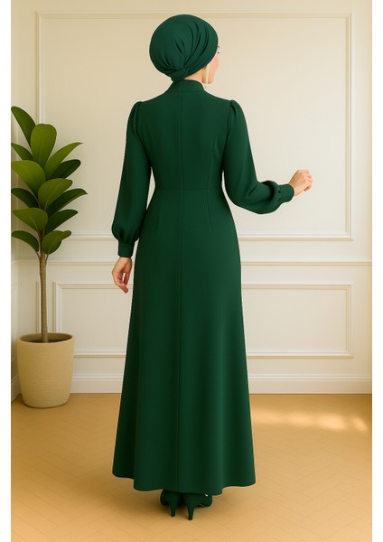 Tesettür Abiye Şifon Taş Detaylı Krep Elbise 2770 modelleri