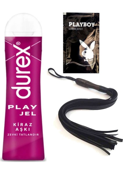 Kiraz 50 ml Jel + Siyah Püsküllü Deri Kırbaç + Ply Jel