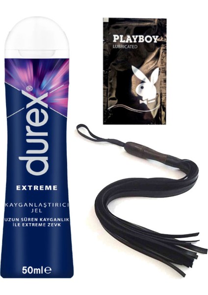 50 ml Extreme Analjel 50 ml + Siyah Püsküllü Deri Kırbaç + Ply Jel