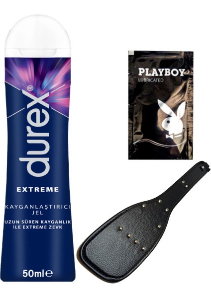 50 ml Extreme Analjel 50 ml + Fetişist Fantezileriniz Için Siyah Deri Şaplak + Ply Jel