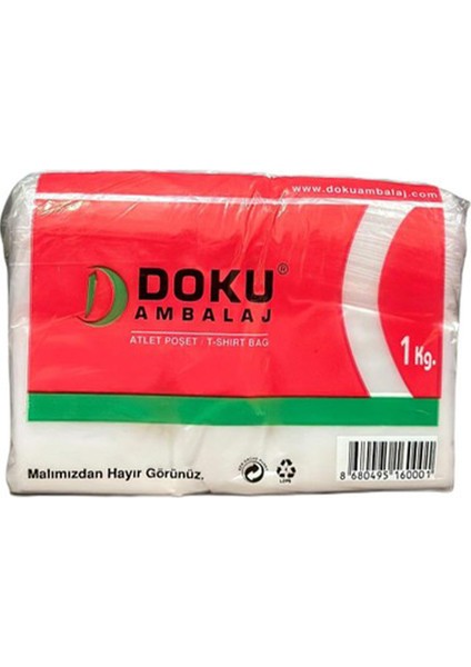 Doku Ambalaj Atlet Poşet T-Shirt Bağ Tam Orjinal 1kg Taşıma Torbası Alişveriş Orta Boy 27X50CM