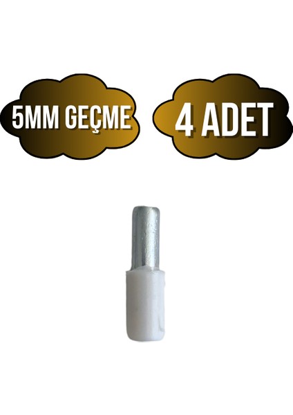 Metal Beyaz 5mm Geçme Raf Pimi Dolap Raf Altı Pimi(5mm)(Metal)(Beyaz)