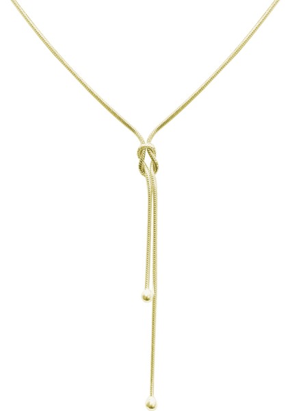 Aşk Düğümü Yılan Zincir 925 Ayar Gümüş Kolye Ssloven1 Sarı Renk