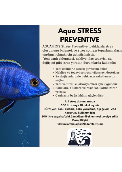 Aqua Stress Preventıve – Akvaryum Balıkları Için Stress Önleyici (100 Ml)