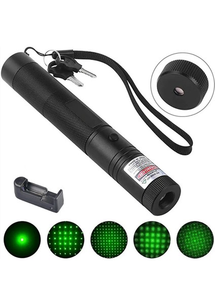 KA-846 100MW Desen Başlıklı Şarjlı Yeşil Lazer Pointer