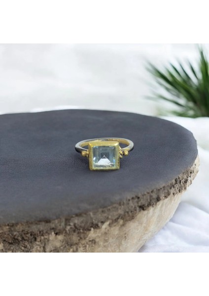 Akuamarin Kare Gümüş Yüzük fiyatları