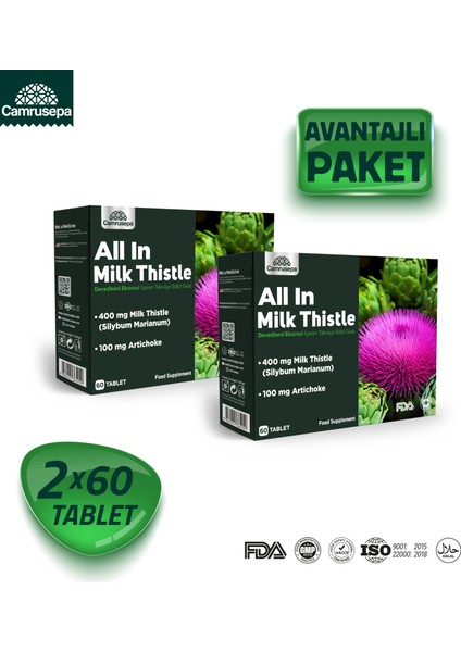 All In Milk Thistle (60 Tablet) 2'li Avantajlı Paket