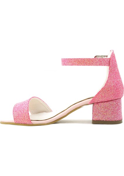 Lilo Simli Fuşya Pembe Tek Bantlı Kız Çocuk Topuklu Abiye Ayakkabı indirimleri